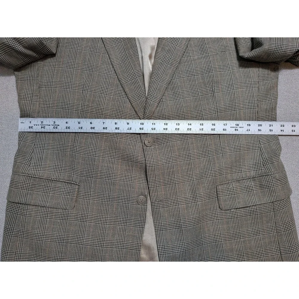 Hart Schaffner Marx Men's 42R Blazer Brown Plaid Wool Jacket Coat Made in USA